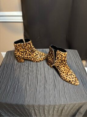 Alex Marie Leopard-Print Ankle Booties in Tan and Black
